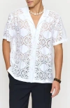 Raga Floral Lace Camp Shirt In White