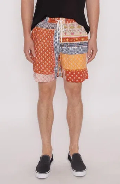Raga Floral Patchwork Shorts In 111 Rust