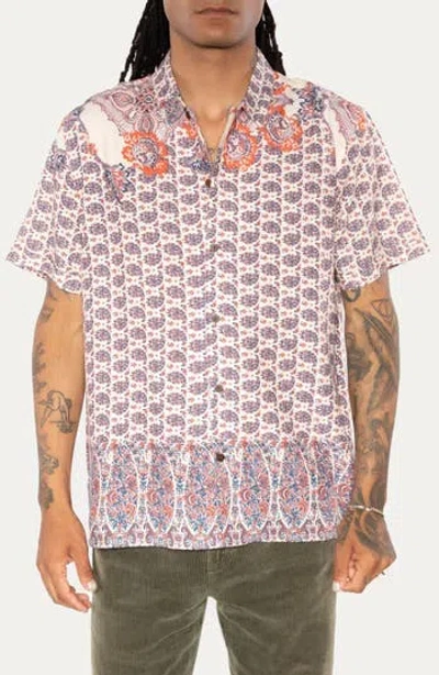 Raga Floral Short Sleeve Button-up Shirt In Beige