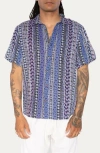 Raga Floral Short Sleeve Button-up Shirt In Navy