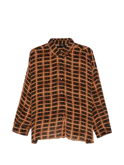 Raga Geometric-print Long-sleeve Shirt In Brown
