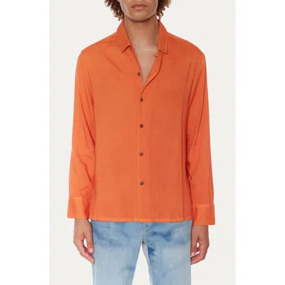 Raga Long Sleeve Button-up Shirt In Burnt Orange