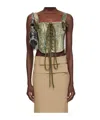 Raga Malak Green Printed Denim Corset In Green
