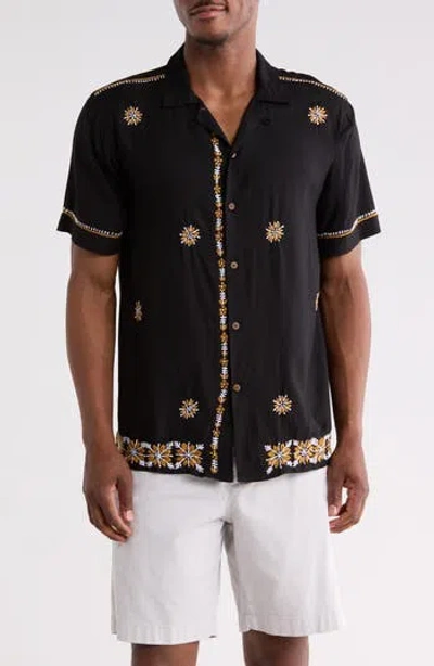 Raga Man Atharv Short Sleeve Button-up Shirt In Black