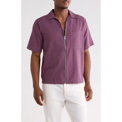 Raga Man Azzish Zip Cotton Shirt In Purple