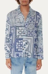 Raga Man Fraser Floral Button-up Shirt In Blue