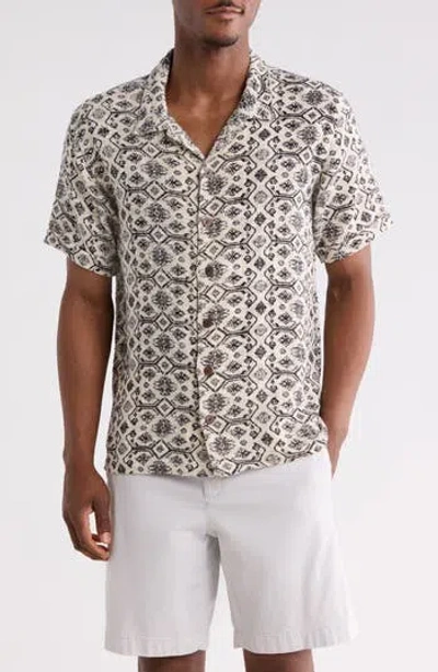 Raga Man Mahendra Short Sleeve Cotton & Silk Blend Button-up Camp Shirt Shirt In Multi