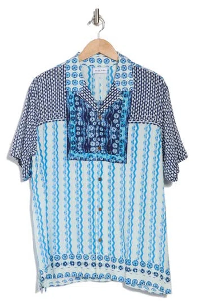 Raga Mixed Print Camp Shirt In Blue
