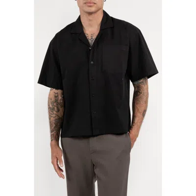 Raga Short Sleeve Cotton Button-up Shirt In Black