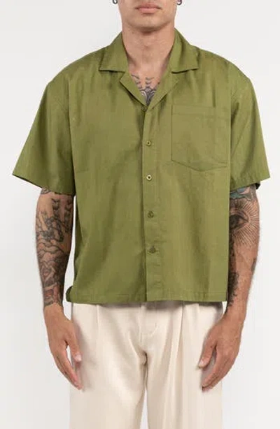 Raga Short Sleeve Cotton Button-up Shirt In Oregano
