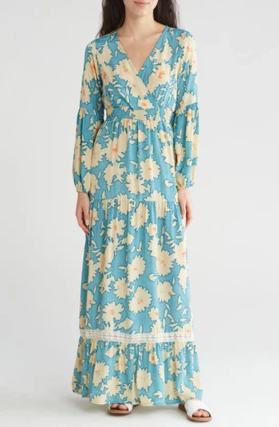Raga Shyla Long Sleeve Maxi Dress In Blue