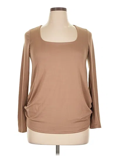 Pre-owned Ragdoll La Long Sleeve Top Tan Scoop Neck Tops