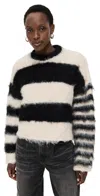 Ragged Priest Humbug Knit Sweater Ecru/black In Ecru/black