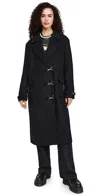 Ragged Priest Longline Buckle Coat Black In Black