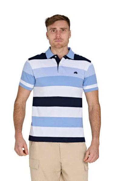 Raging Bull Birdseye Hoop Pique Polo In Blue