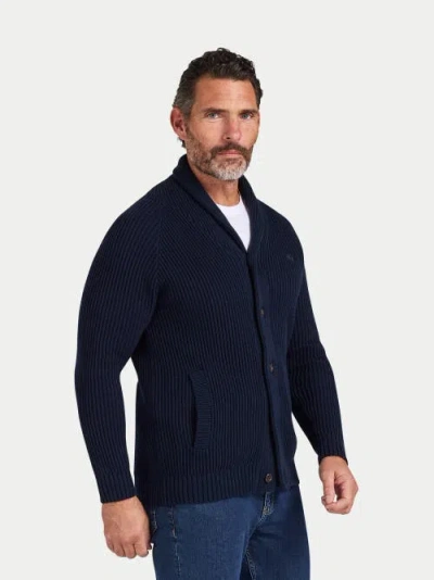Raging Bull Button Up Shawl Cardigan In Blue