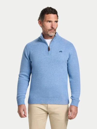 Raging Bull Chunky Fleck Quarter Zip Knit Jumper In Brown