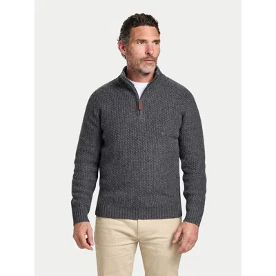 Raging Bull Chunky Textured Quarter Zip Knit Jumper In Gray