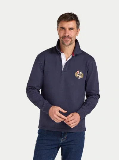 Raging Bull Classic Long Sleeve Rugby Shirt In Blue