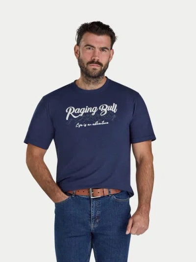 Raging Bull Embroidered Mountains T-shirt In Blue