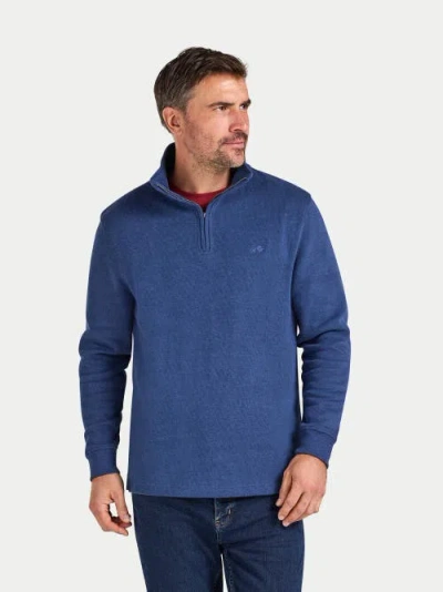 Raging Bull French Rib Quarter Zip Sweatshirt In Blue
