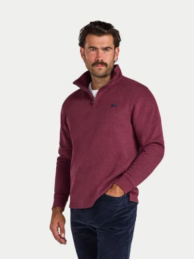 Raging Bull French Rib Quarter Zip Sweatshirt In Burgundy