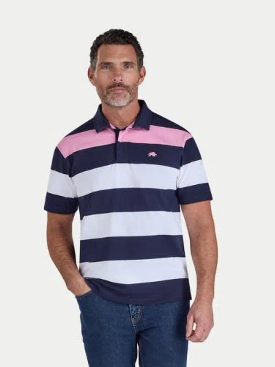 Raging Bull Irregular Stripe Rugby T-shirt In Multi