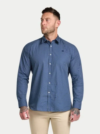 Raging Bull Long Sleeve Dotty Print Cotton Shirt In Blue