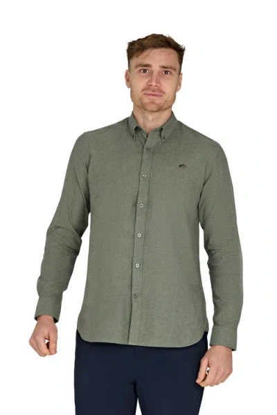 Raging Bull Long Sleeve Linen Shirt In Green