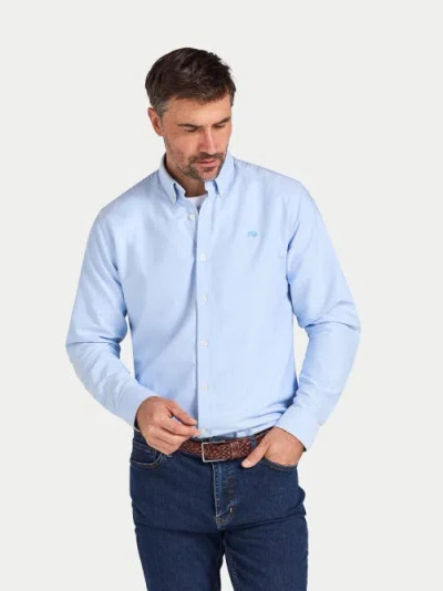 Raging Bull Long Sleeve Oxford Shirt In Blue