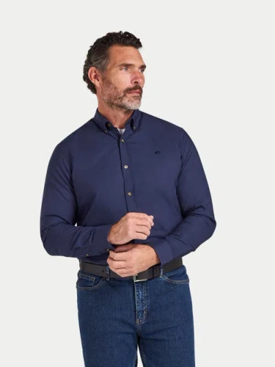 Raging Bull Long Sleeve Oxford Shirt In Blue