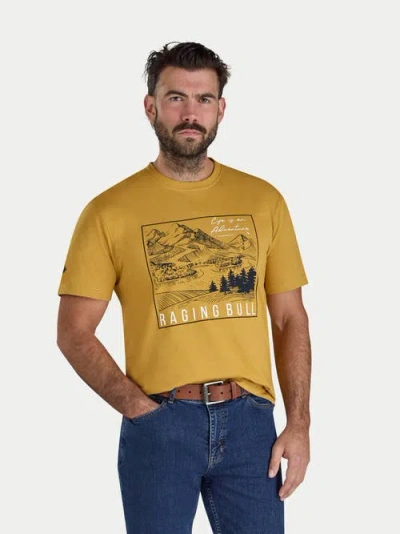 Raging Bull Mountain Adventures Printed T-shirt In Gold