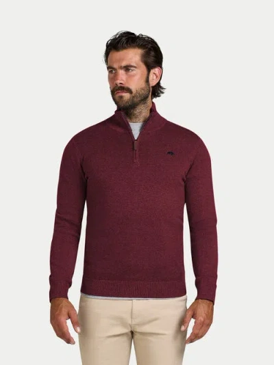 Raging Bull Quarter Zip Knit Sweater In Burgundy