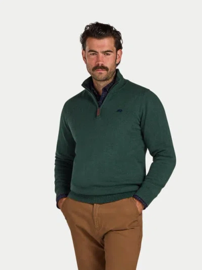Raging Bull Quarter Zip Knit Sweater In Green