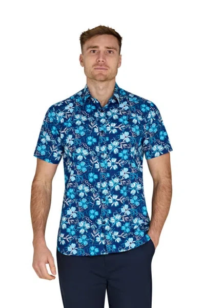 Raging Bull Short Sleeve Blossom Shirt In Blue