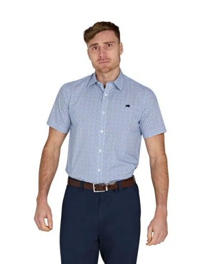 Raging Bull Short Sleeve Cotton Poplin Shirt In Blue