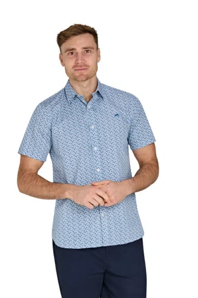 Raging Bull Short Sleeve Cotton Poplin Shirt In Blue