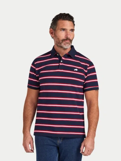 Raging Bull Triple Stripe Pique Polo Shirt In Red
