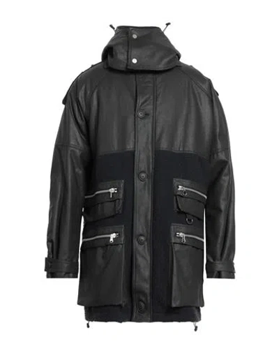 Raglan United Man Coat Black Size L Virgin Wool, Cotton