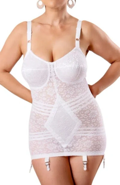 Rago Extra Firm Floral Body Briefer In White
