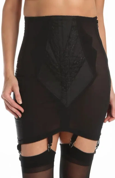 Rago Extra Firm High Waist Open Bottom Girdle With Side Zipper And Hook In Black
