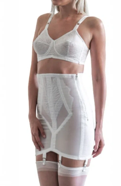 Rago Extra Firm High Waist Open Bottom Girdle With Side Zipper And Hook In White