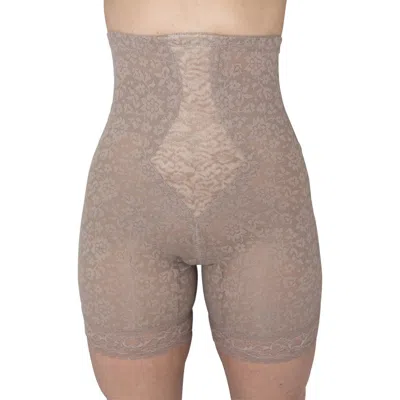 Rago Extra Firm No Roll High Waist Lace Thigh Slimmer In Gray