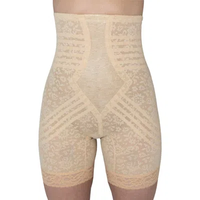 Rago Extra Firm No Roll High Waist Lace Thigh Slimmer In Neutral