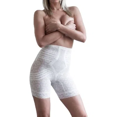 Rago Extra Firm No Roll High Waist Lace Thigh Slimmer In White