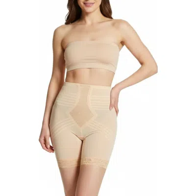 Rago Firm  No Roll Breathable High Waist Thigh Slimmer Shaper In Neutral