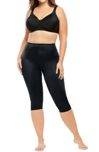 Rago Light Shaping Capri Pant Liner With Satin 4-way Stretch In Black