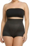 Rago Medium Support High Waist Panty Brief With Tulip Front Panel Memory Compression Fabric In Black