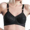 Rago Satin And Lace Support Bra In Black In Black