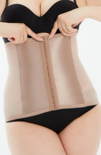 Rago Shapette Powermesh Satin Panel Waist Cincher In Brown